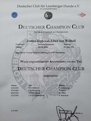 Champion DCLH Zarina